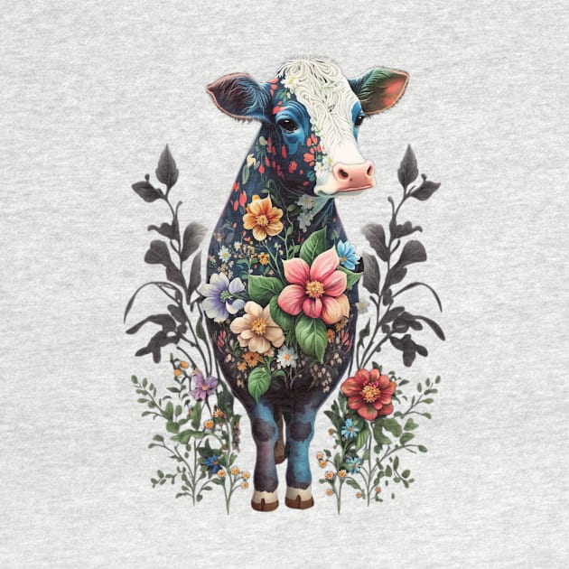 Cute Floral Cow Heifer Animal Lover Dairy Farming Farmer by Kertz TheLegend